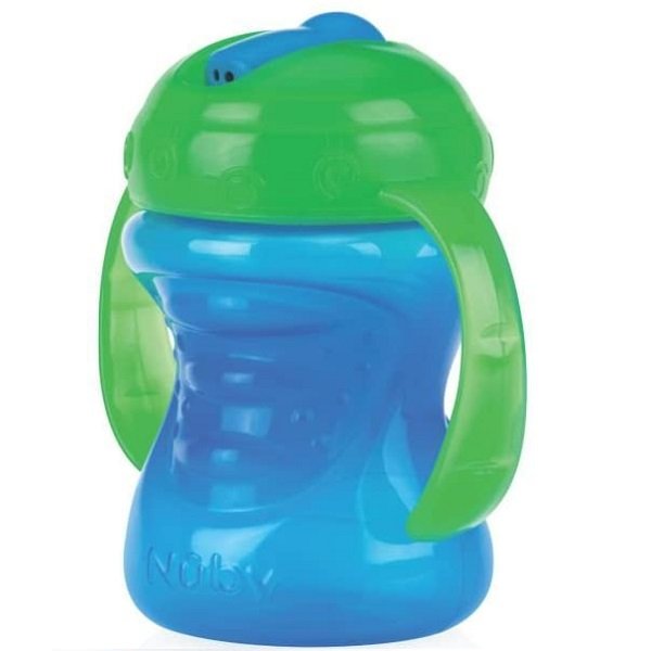 Copo Treinamento Bebe com ALÇA e Bico Rigido Retratil 240ML NUBY Azul MadeiraMadeira