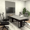 Ver imagem 1 de Conjunto Escritório Mesa 2,00m Pé Metal Painel P/ Tv Csp F5 Cor:cinza Sagrado com Preto