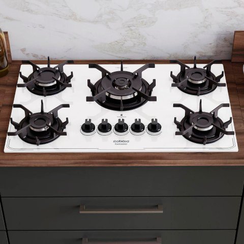 Cooktop 5 Bocas Itatiaia Itamaster Tripla Chama em Vidro Temperado