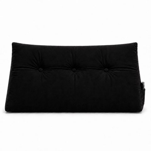Almofada Decorativa Cabeceira Encosto Apoio de Lombar Solteiro Suede Preto - Monari Design