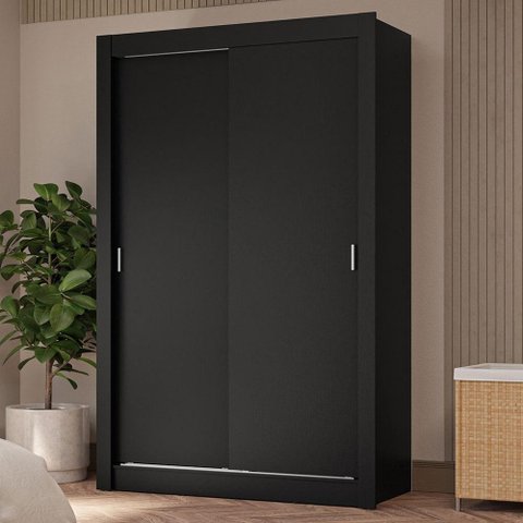 Guarda-roupa Solteiro 2 Portas de Correr 4 Gavetas Preto Vivare Plus Madesa Preto