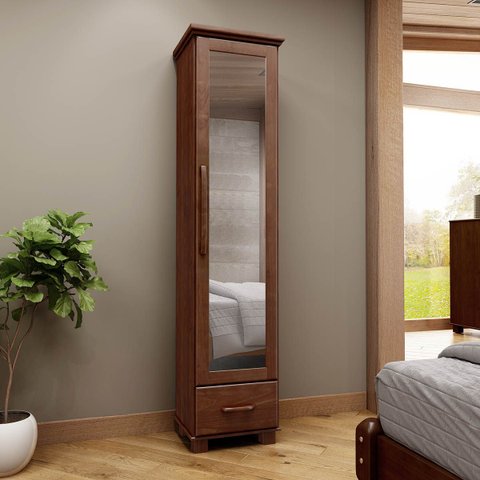 Sapateira 1 Porta com Espelho 1 Gaveta Café Ouro Madeira Pinus - Finestra