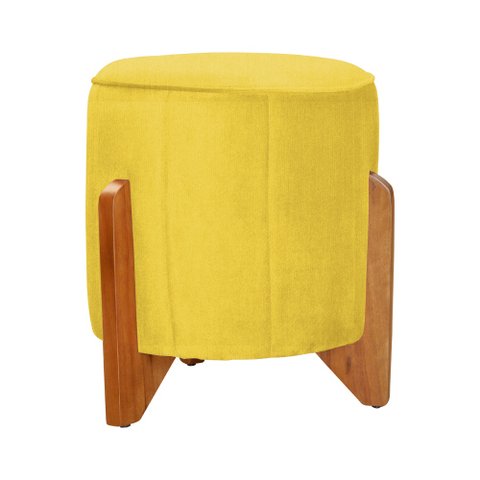 Puff Jade Pés de Madeira Suede: Amarelo