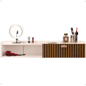 Penteadeira Compacta Classic Bancada Camarim 90 Cm Nicho Porta Maquiagem Quarto Menina Retrô -