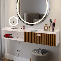 Penteadeira Compacta Classic Bancada Camarim 90 Cm Nicho Porta Maquiagem Quarto Menina Retrô - - 4