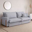 Ver imagem 1 de Sofá sem Caixa Retrátil Reclinável com Molas Ensacadas no Assento Tecido Linho Cinza Claro 2,00m