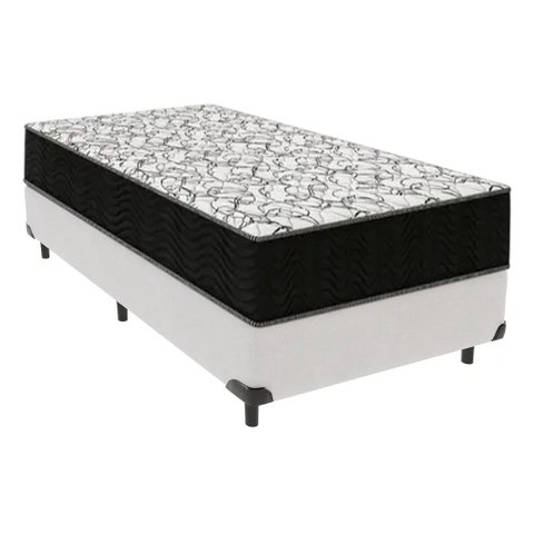 Cama Box Solteiro Branco + Colchão Casal de Espuma D45 - Ortobom - Airtech 150 58x88x188cm