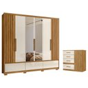 Ver imagem 4 de Guarda Roupa Casal Amazonas e Cômoda Vênus Freijó Off White com Espelho - Moval