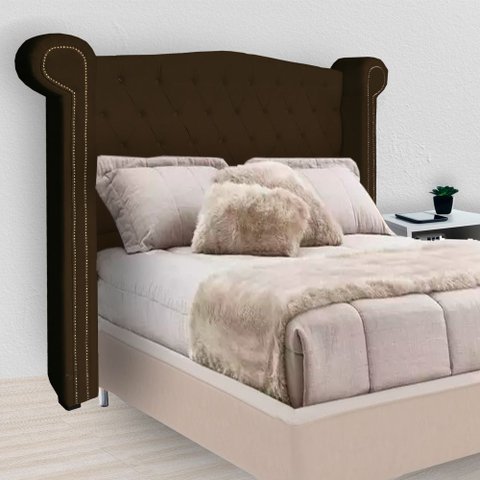 Cabeceira Estofada Sienna para Cama Box Queen 160 cm Corano Marrom
