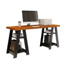 Ver imagem 5 de Escrivaninha Mesa Escritório Cavalete Hawaii 4 Prateleiras 135cm Yescasa Preto E Canela