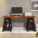 Ver imagem 3 de Escrivaninha Mesa Escritório Cavalete Hawaii 4 Prateleiras 135cm Yescasa Preto E Canela