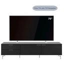 Ver imagem 4 de Rack para Tvs até 75 Polegadas 2 Portas 2 Gavetas Yves 220cm Preto Fosco com Champanhe