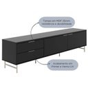 Ver imagem 5 de Rack para Tvs até 75 Polegadas 2 Portas 2 Gavetas Yves 220cm Preto Fosco com Champanhe