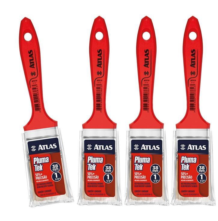 Kit 4 Pincel Trincha Pintura Atlas At315 1 1/2 Polegadas Extra Macia ...