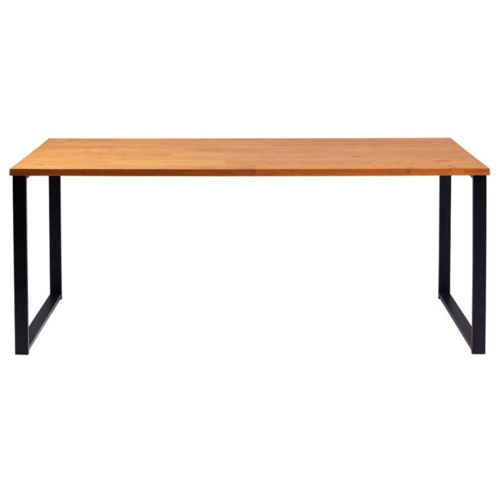 Mesa de Jantar Retangular Boston Industrial Daf Móveis 180 x 90 cm Madeira Maciça Mel Base Aço