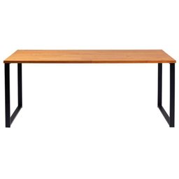 Mesa de Jantar Retangular Boston Industrial Daf Móveis 180 x 90 cm Madeira Maciça Mel Base Aço - 1