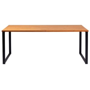 Mesa de Jantar Retangular Boston Industrial Daf Móveis 180 x 90 cm Madeira Maciça Mel Base Aço