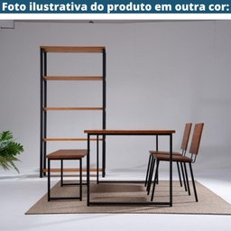 Mesa de Jantar Retangular Boston Industrial Daf Móveis 180 x 90 cm Madeira Maciça Mel Base Aço - 3