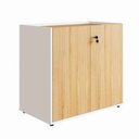 Ver imagem 2 de Armário Baixo 2 Portas com Tampo Embutido 1 Prateleira MDP 80cm Macadâmia com Branco F5 Office