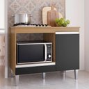 Ver imagem 2 de Balcão Cooktop Mdp 100cm Carla 1 Porta Ajl Móveis Amêndoa Preto