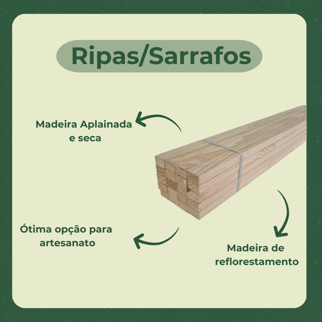 6 Ripas/sarrafos de 2x5x100 Cm Madeira de Pinus - 4