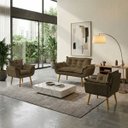Ver imagem 1 de Kit Namoradeira Decorativa e 2 Poltronas Confortável para Sala Recepção Manicure Alice Suede