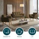 Ver imagem 4 de Kit Namoradeira Decorativa e 2 Poltronas Confortável para Sala Recepção Manicure Alice Suede