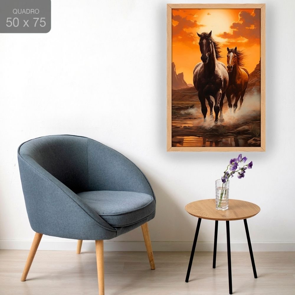 Quadro Decorativo Cavalos: Mod. 0403 Collor-ink Mod.0403 50 X 75cm Marrom - 2