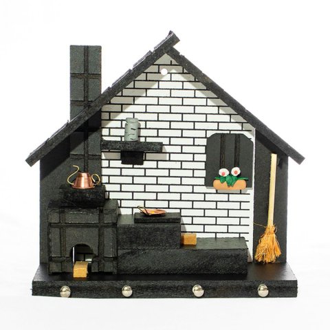 Porta Chaves de Parede Casinha Mineira Artesanal G Branco