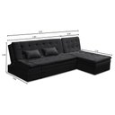 Ver imagem 5 de Sofá Cama King 5 Lugares 2,70m Agnes Suede Preto Rover & Beato