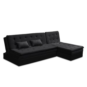 Sofá Cama King 5 Lugares 2,70m Agnes Suede Preto Rover & Beato
