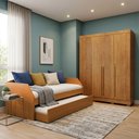 Ver imagem 5 de Conjunto Quarto Bicama Duo com Cama Auxiliar + Guarda-Roupa Casal Domus Max 4 Portas - Nature/Cedro
