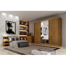 Guarda Roupa Casal Ripado com Espelho 3 Portas 8 Gavetas - Royale-cumaru - Móveis Novo Horizonte - 1 Guarda Roupa Casal Ripado com Espelho 3 Portas 8 Gavetas - Royale-cumaru - Móveis Novo Horizonte - 1