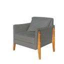 Ver imagem 2 de Poltrona Decorativa Sophia Suede Cinza Pés Madeira Mz Decor