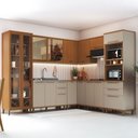 Ver imagem 4 de Cozinha Completa Munique 15 Portas 4 Gavetas com Vidro Freijó/camurça - Indékes
