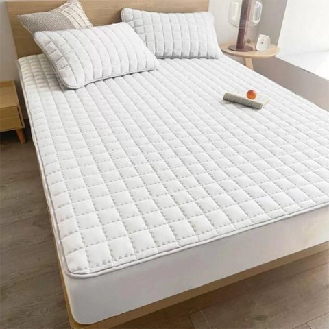 Protetor de Colchão Impermeável Matelado em Microfibra Poliéster Solteiro King Viuvo Branco Oem