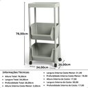 Ver imagem 5 de Carrinho Multiuso Prático 3 Prateleiras em Plástico com Rodízio - Cinza