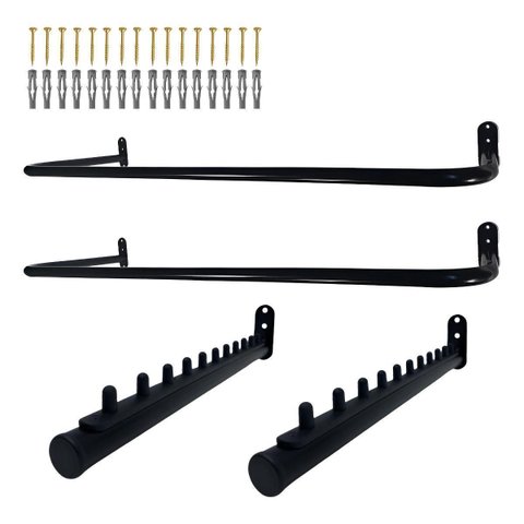 Kit 2 Cabideiros 1 Metro Aço Moderno + 2 Araras Rt 40cm Cabideiros Fixo de Parede Suporte Resistente