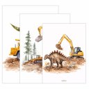 Ver imagem 3 de Kit 3 Quadro Decorativo Dinossauro Menino Infantil Criança Qualidade Premium 28x20cm