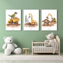 Ver imagem 2 de Kit 3 Quadro Decorativo Dinossauro Menino Infantil Criança Qualidade Premium 28x20cm