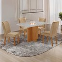 Ver imagem 1 de Conjunto Mesa de Jantar 120cm com 4 Cadeiras Estofadas Multimóveis Crrft-CON041 Madeirado/Off White