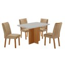 Ver imagem 2 de Conjunto Mesa de Jantar 120cm com 4 Cadeiras Estofadas Multimóveis Crrft-CON041 Madeirado/Off White
