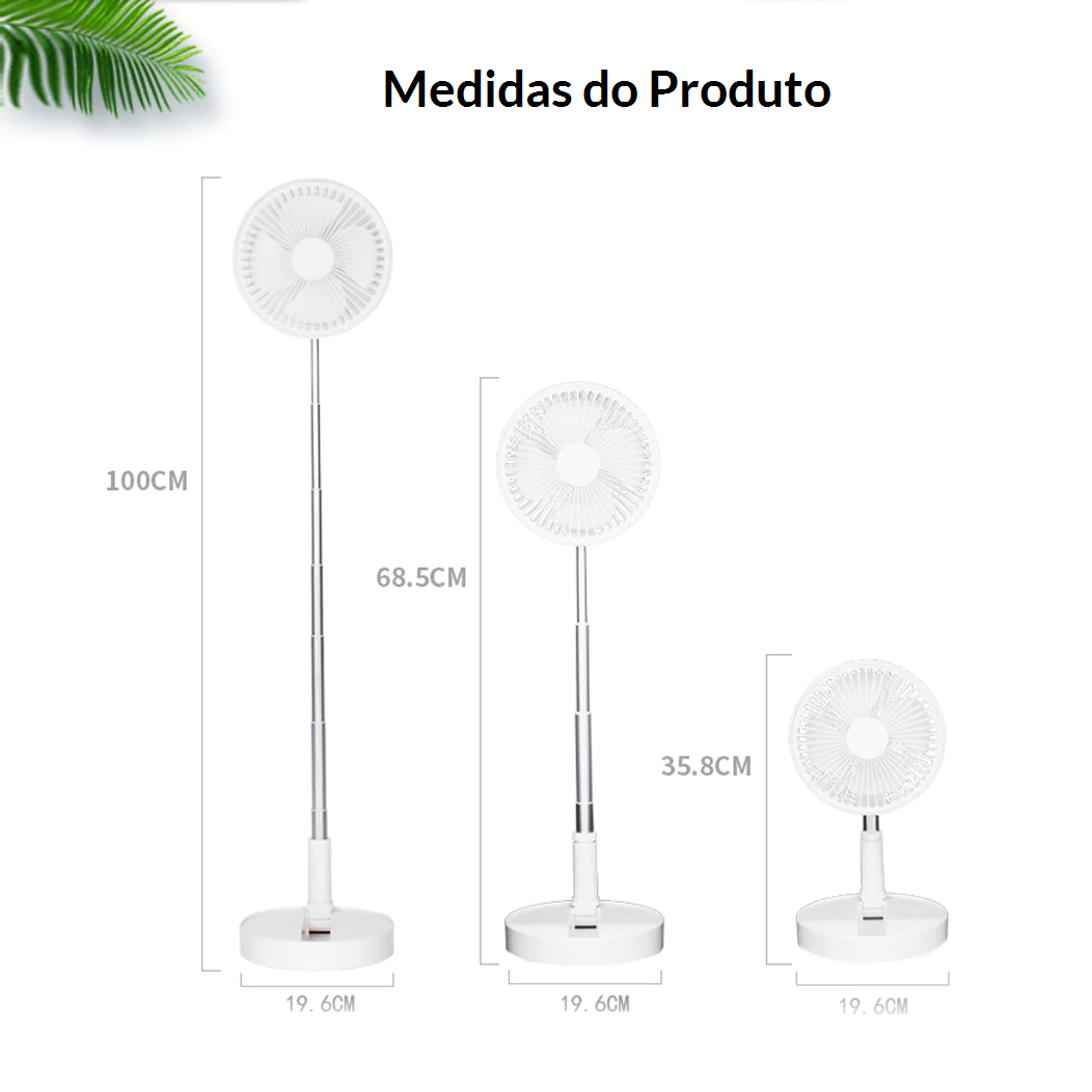 Ventilador Portátil Dobrável Telescópico 7200mah Retrátil sem Fio - 3