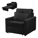 Ver imagem 2 de Poltrona Cama Solteiro Assento Dobrável Veludo Preto Sleep - Harmônica Móveis