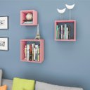 Ver imagem 1 de Kit 3 Nichos Prateleiras Decorativos Quadrado 30 Cm Sala Quarto Escritório Mdp Rosa - Clicklar