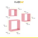 Ver imagem 2 de Kit 3 Nichos Prateleiras Decorativos Quadrado 30 Cm Sala Quarto Escritório Mdp Rosa - Clicklar