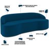 Sofá 4 Lugares Curvo Sala de Estar Living Lótus D02 Veludo Azul Turquesa 260 cm C-170 - Lyam Decor - 4