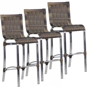 3 Banquetas Haiti em Alumínio Balcão Edícula e Cozinha Trama