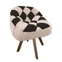 Ver imagem 2 de Poltrona Paloma Escritório Sala Giratória Madeira Suede Bege Rosado e Suede Marrom - Dominic Decor