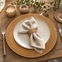 Ver mais imagens de Kit 4 Sousplat Estilo Rattan Dourado 33cm Polipropileno